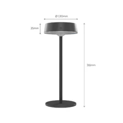 Calex LED-aurinkoakkuinen pöytävalaisin Parma, himmennettävä, musta