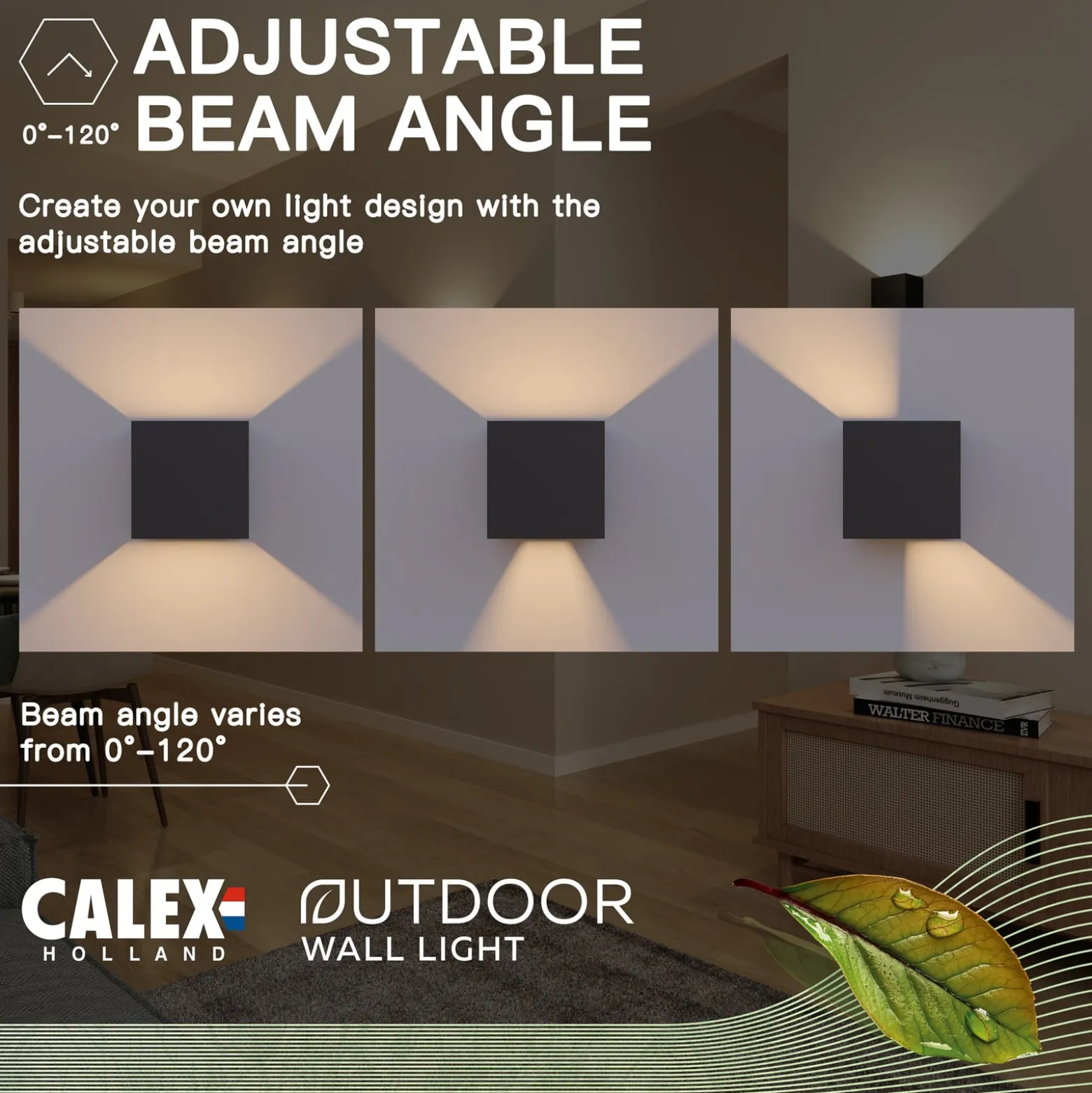Calex LED-ulkoseinälamppu Cube, ylös/alas, korkeus 10 cm, musta
