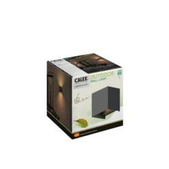 Calex LED-ulkoseinälamppu Cube, ylös/alas, korkeus 10 cm, musta