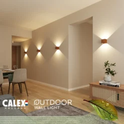 Calex LED-ulkoseinälamppu Cube, ylös/alas, korkeus 10 cm, ruosteenruskea