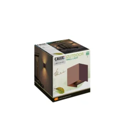 Calex LED-ulkoseinälamppu Cube, ylös/alas, korkeus 10 cm, ruosteenruskea