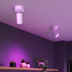 Calex Smart kattospotti, valkoinen, Ø 10 cm, 1-lamppuinen, GU10-LED RGBW