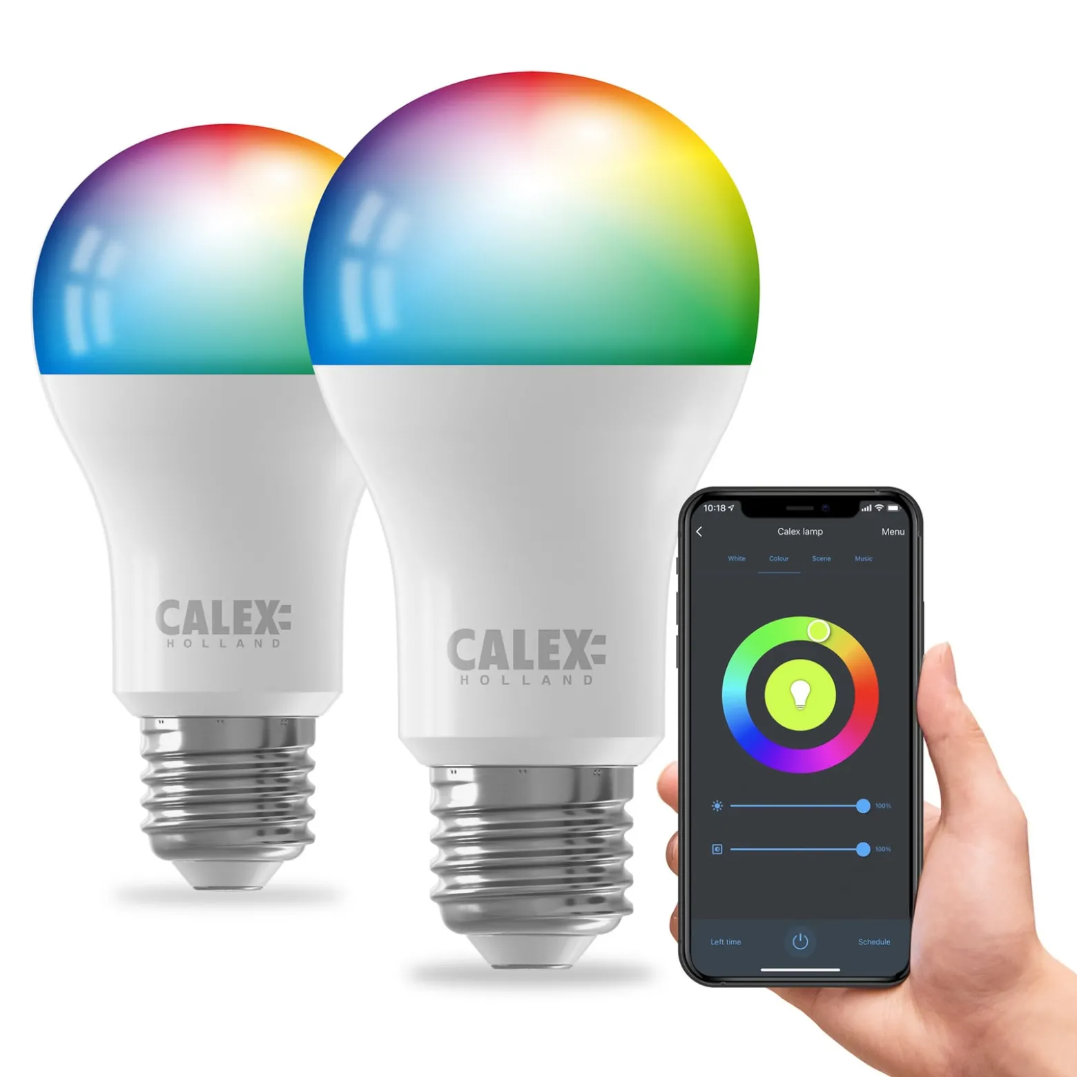 Calex Smart LED-lamppu E27 A60 9.4W CCT RGB 2 kpl:n sarja