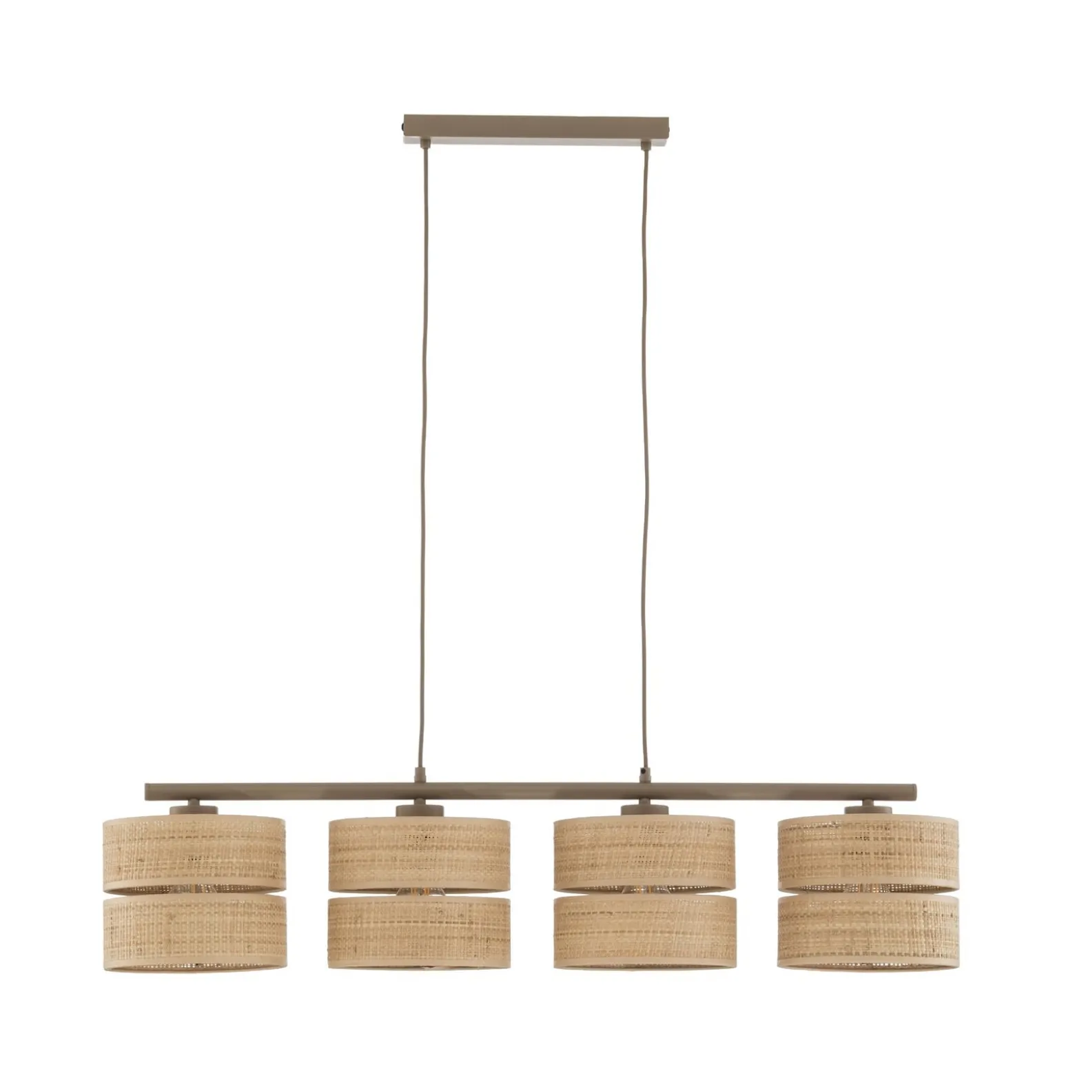 Calma-riippuvalaisin, 4-lamppuinen, beige, rami, pituus 95 cm