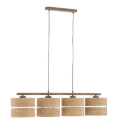 Calma-riippuvalaisin, 4-lamppuinen, beige, rami, pituus 95 cm