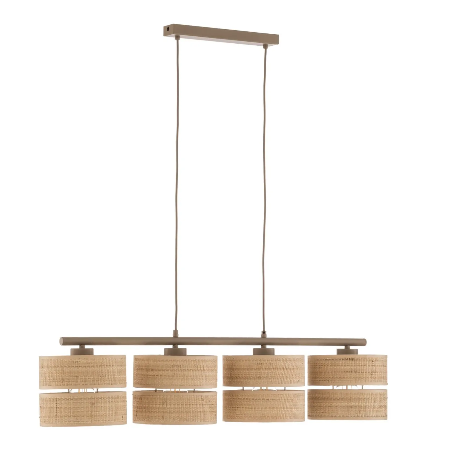 Calma-riippuvalaisin, 4-lamppuinen, beige, rami, pituus 95 cm