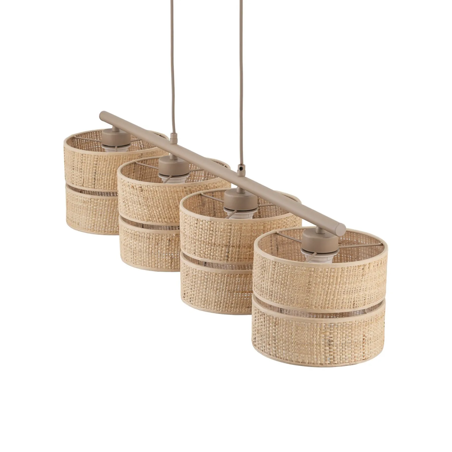 Calma-riippuvalaisin, 4-lamppuinen, beige, rami, pituus 95 cm