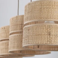 Calma-riippuvalaisin, 4-lamppuinen, beige, rami, pituus 95 cm