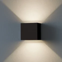 Calpino 3 -LED-ulkoseinälamppu, musta, leveys 10 cm, 2-lamppuinen