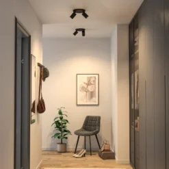 CAN TILT kattospotti, musta, Ø 20 cm, 2-lamppuinen metalli GU10