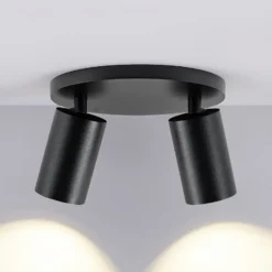 CAN TILT kattospotti, musta, Ø 20 cm, 2-lamppuinen metalli GU10