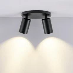 CAN TILT kattospotti, musta, Ø 20 cm, 2-lamppuinen metalli GU10