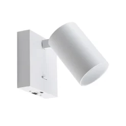 CAN TILT seinäkohdevalaisin, valkoinen, 10 x 10 cm, metalli, kytkin, USB