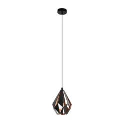 Carlton-riippuvalaisin, musta/kupari, Ø 20,5 cm