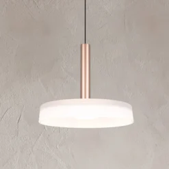 Celeste LED-riippuvalaisin, valkoinen/ruskea, Ø 22 cm, lasia, himmennettävä