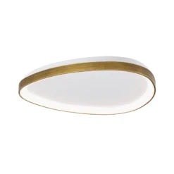 Charlie LED-kattovalaisin, Ø 65 cm, opaalinvalkoinen, antiikkimessingin