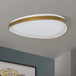 Charlie LED-kattovalaisin, Ø 65 cm, opaalinvalkoinen, antiikkimessingin