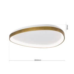 Charlie LED-kattovalaisin, Ø 65 cm, opaalinvalkoinen, antiikkimessingin