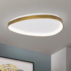 Charlie LED-kattovalaisin, Ø 65 cm, opaalinvalkoinen, antiikkimessingin