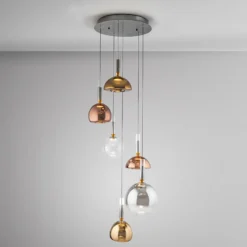 Charlize 6-lamppuinen LED-riippuvalaisin, himmennettävä, nelivärinen lasi