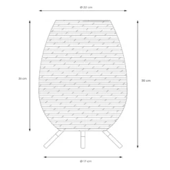 Colin LED-ulkopöytävalaisin, ladattava akku, 36 cm, musta