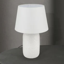 Coral pöytävalaisin, valkoinen, korkeus 51 cm, keramiikka/pellava
