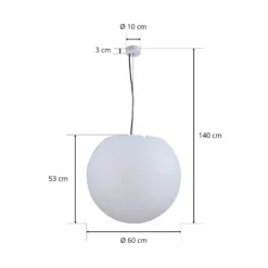 Cumulus-ulkoriippuvalaisin, halkaisija 60 cm, valkoinen, muovi, IP65, E27