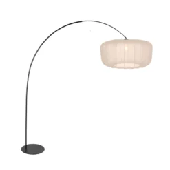 Curve-kaarivalaisin, musta, kermavärinen nylonvarjostin, halkaisija 60 cm