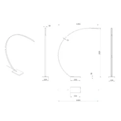 Curve LED-kaarivalaisin, matta kulta, 2700 K, korkeus 192, himmennettävä