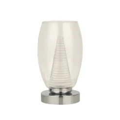 Cyclone LED-pöytävalaisin, kromi/kirkas, lasi, 20,5 cm korkea