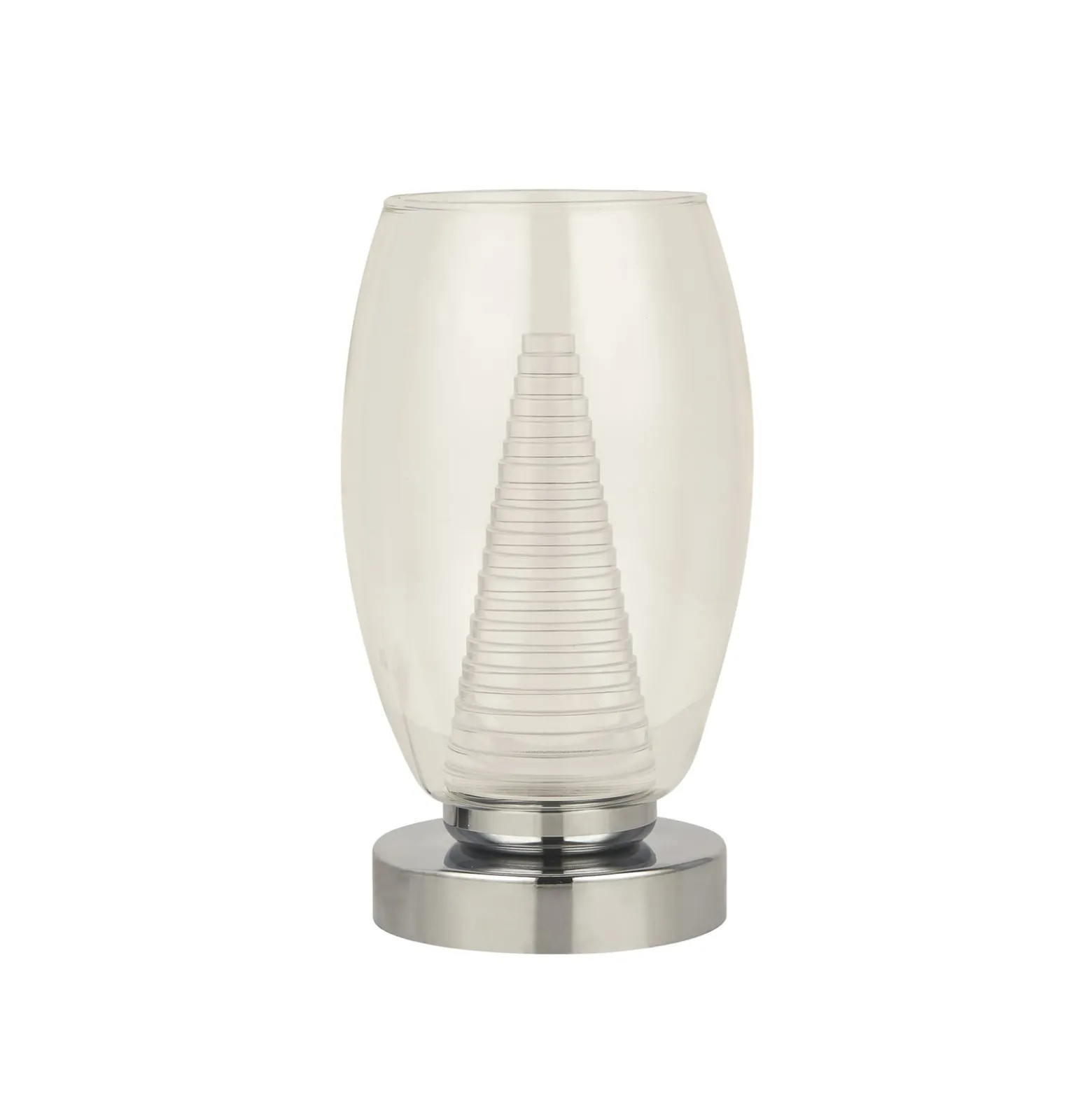 Cyclone LED-pöytävalaisin, kromi/kirkas, lasi, 20,5 cm korkea