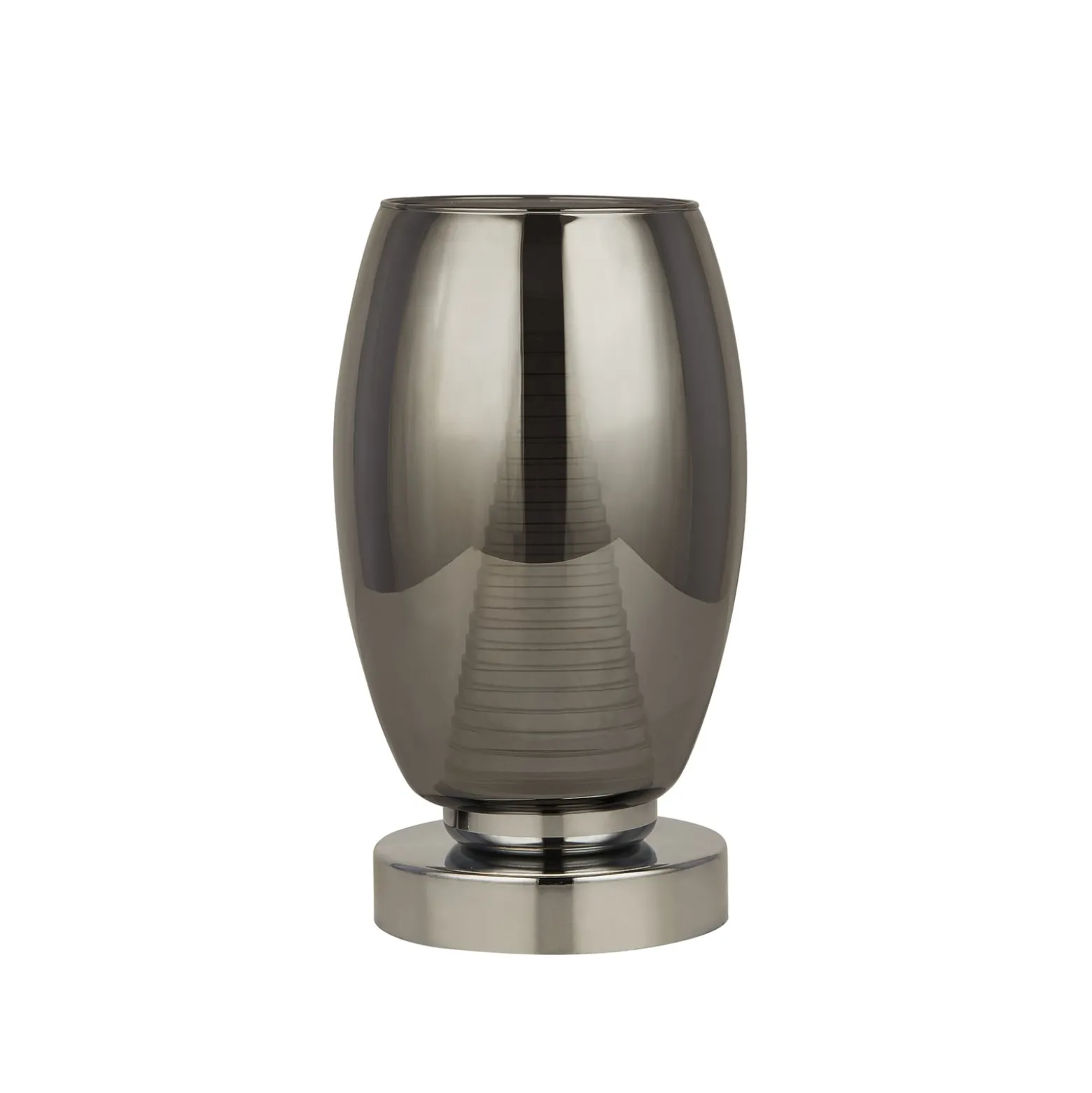 Cyclone LED-pöytävalaisin, kromi/savu, lasi, 20,5 cm korkea