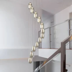 Cyclone LED-riippuvalaisin, 12-lamppuinen, savunvärinen, lasi