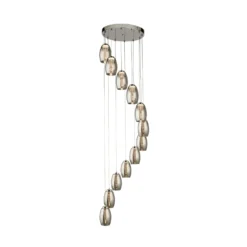 Cyclone LED-riippuvalaisin, 12-lamppuinen, savunvärinen, lasi