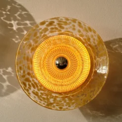 Disco Rama -seinävalaisin, keltainen, lasi, E27