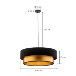 Dorina riippuvalaisin, musta/kulta Ø 60cm