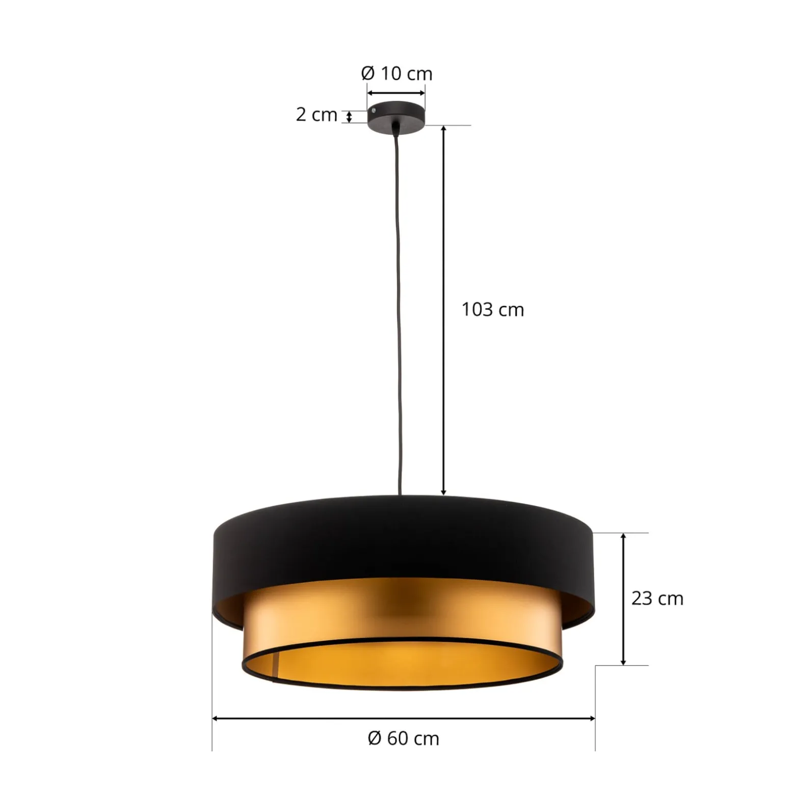 Dorina riippuvalaisin, musta/kulta Ø 60cm