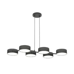 DRUMZ-riippuvalo, musta, pituus 100 cm, 6-lamppuinen, tekstiili, E14