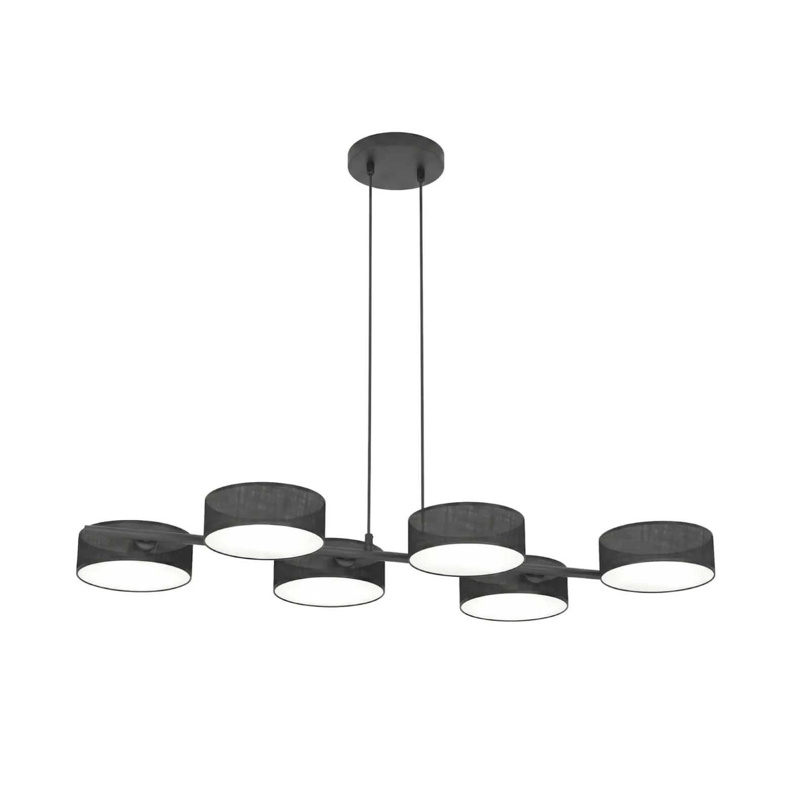 DRUMZ-riippuvalo, musta, pituus 100 cm, 6-lamppuinen, tekstiili, E14