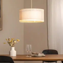 Duo Den Light riippuvalaisin, kerma, Ø 50 cm, pellava, PVC