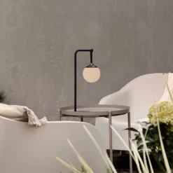 Dyberg Larsen LED-akku-koristelamppu Odin, musta/valkoinen, IP44