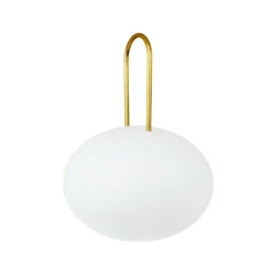 Dyberg Larsen LED-lyhty Ellipse, valkoinen/messinki, IP44