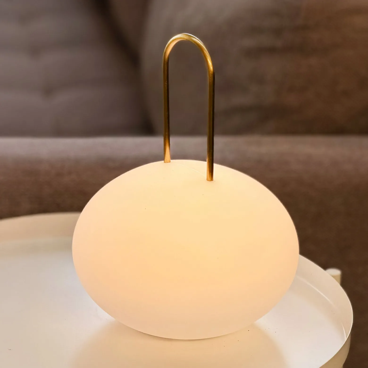 Dyberg Larsen LED-lyhty Ellipse, valkoinen/messinki, IP44