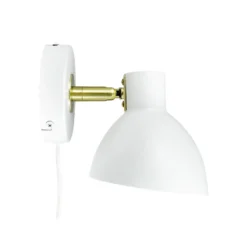 Dyberg Larsen Lilje -seinälamppu, valkoinen, halkaisija 16 cm, metallia