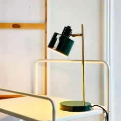 Dyberg Larsen Ocean -pöytälamppu, tummanvihreä/messinki, 43 cm