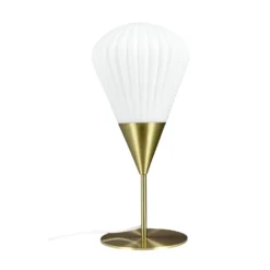 Dyberg Larsen pöytälamppu Ballon, valkoinen/messinkivärinen, 46 cm