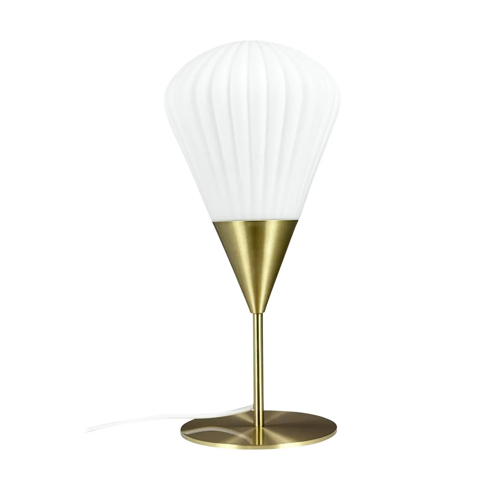 Dyberg Larsen pöytälamppu Ballon, valkoinen/messinkivärinen, 46 cm