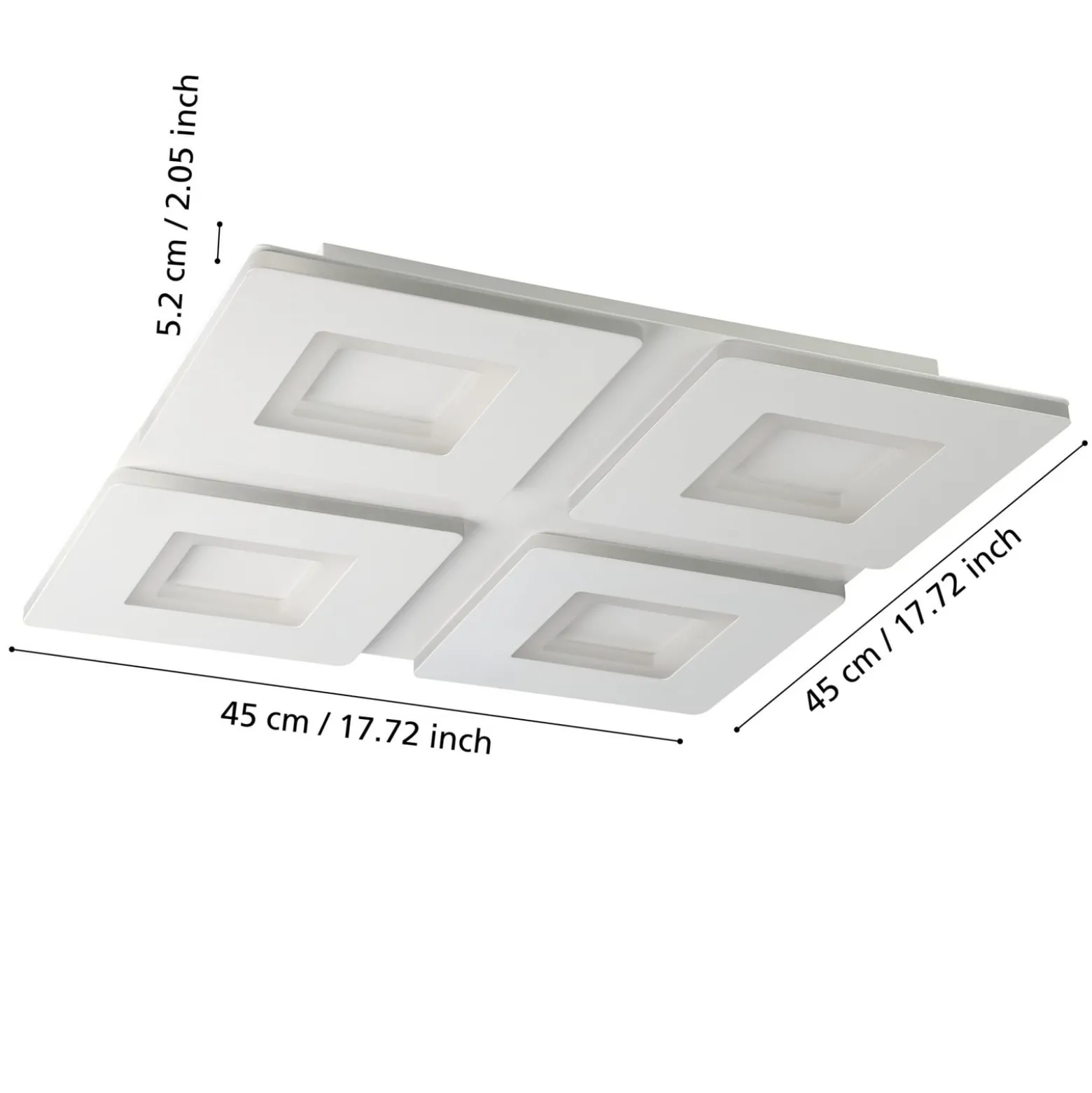 EGLO connect LED-kattovalaisin Padrogiano-Z 4-valaisin, 45 x 45 cm, 45 x 45 cm