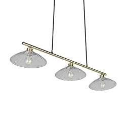 Eluna-riippuvalo, kirkas/vanha messinki, 100 cm lasi/metalli 3-lamppuinen.