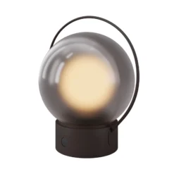 Elyra-LED-akkukäyttöinen pöytävalaisin, ruskea, korkeus 20 cm, IP54,